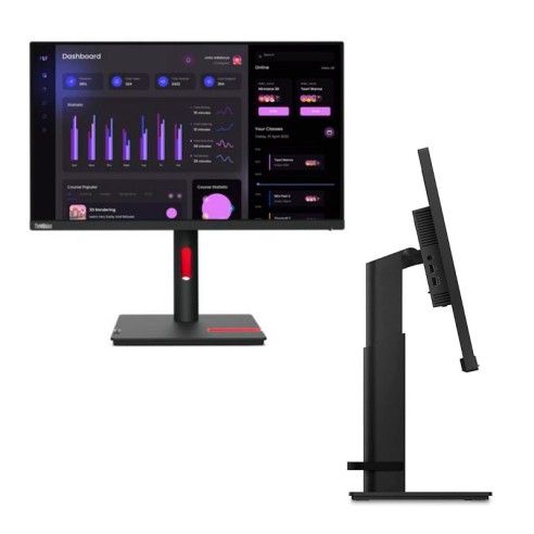 Monitor Lenovo ThinkVision T24i-30, 23.8 inchi, Full HD, IPS, HDMI, DisplayPort, VGA, Hub USB, Reglaj inaltime, Pivot - imagine 2