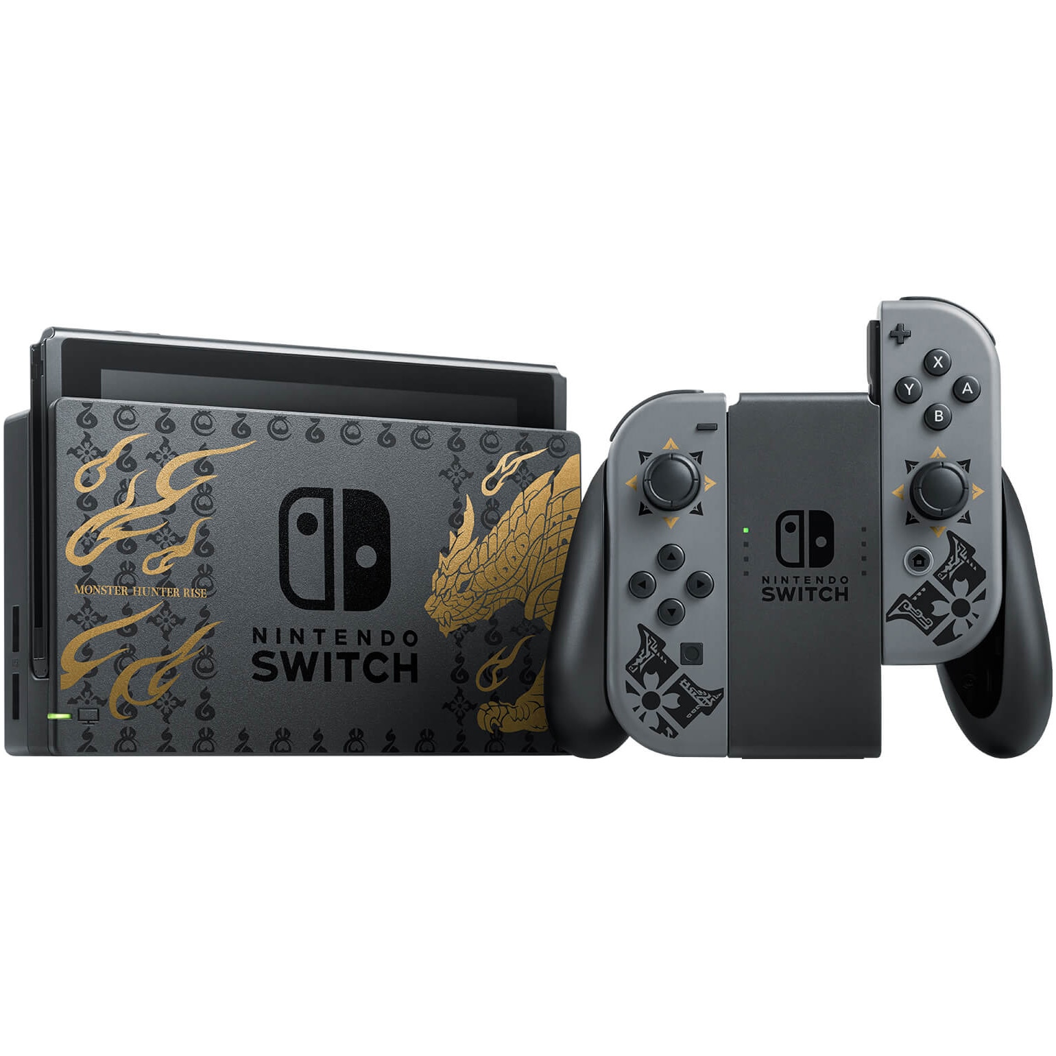 Pachet Consola Nintendo Switch Monster Hunter Rise Edition, 32 Gb + Controller Pro Monster Hunter Rise Edition + Card microSD 1 Tb
