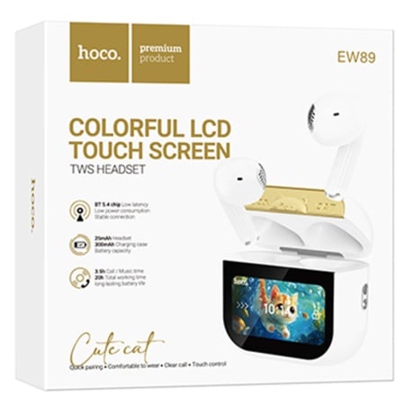 Casti In-Ear Hoco EW88, True Wireless, ANC, Bluetooth, Anulare zgomot, Display tactil, Alb - imagine 4