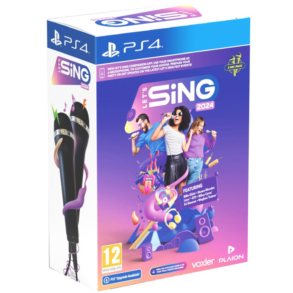 Let's Sing 2024 - Joc PS4 + 2 Microfoane pentru PS4