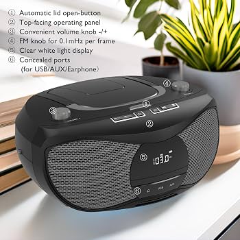 Radio CD LONPOO LP-D12, Bluetooth, USB, AUX, negru - imagine 2