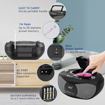 Radio CD LONPOO LP-D12, Bluetooth, USB, AUX, negru - imagine 3