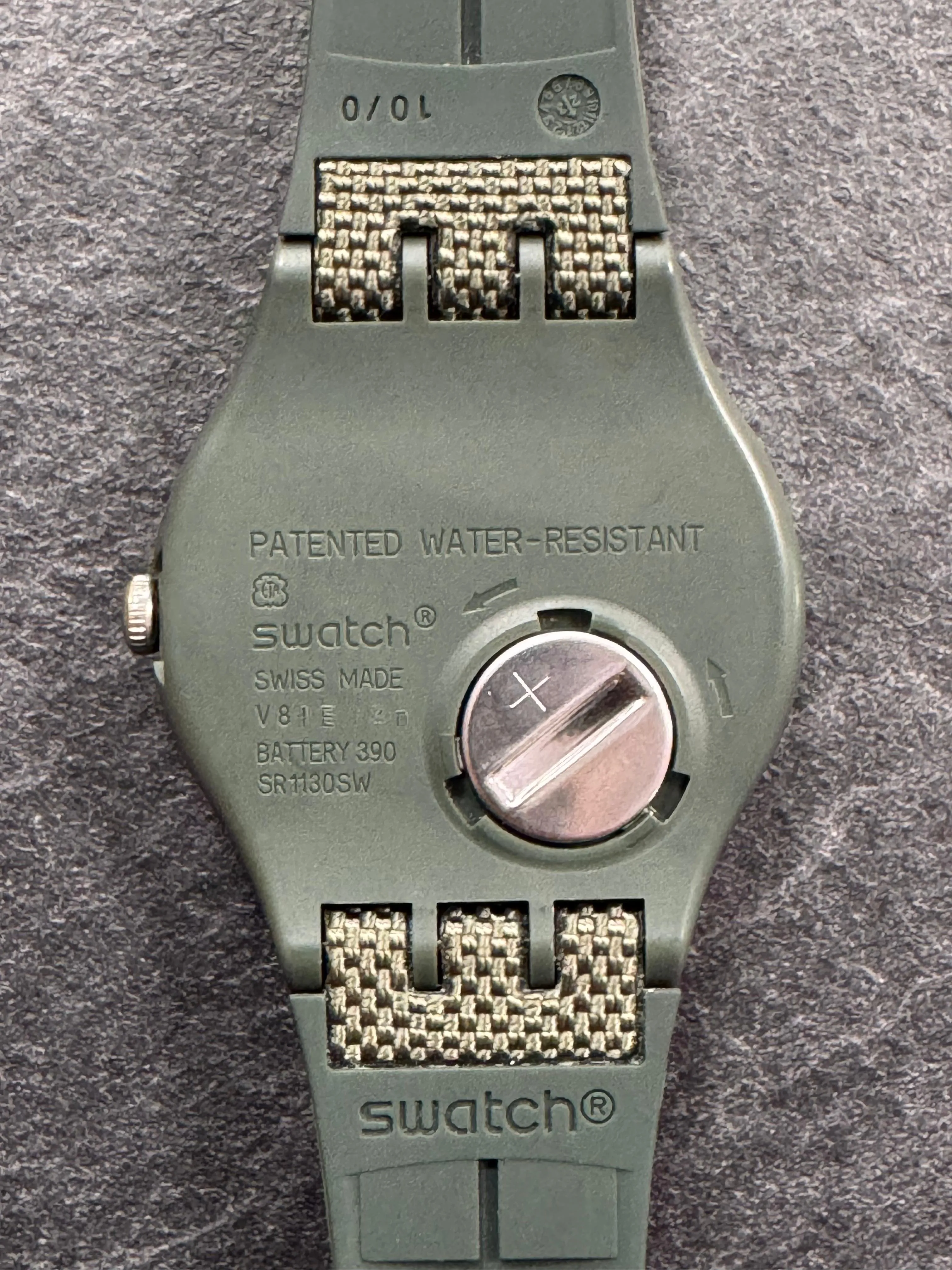 Ceas Swatch ONGPAY! SwatchPAY! SVIG100-5300, 42mm, Quart, NFC, Curea textil, 3 ATM, Analog, Verde/Portocaliu - imagine 4