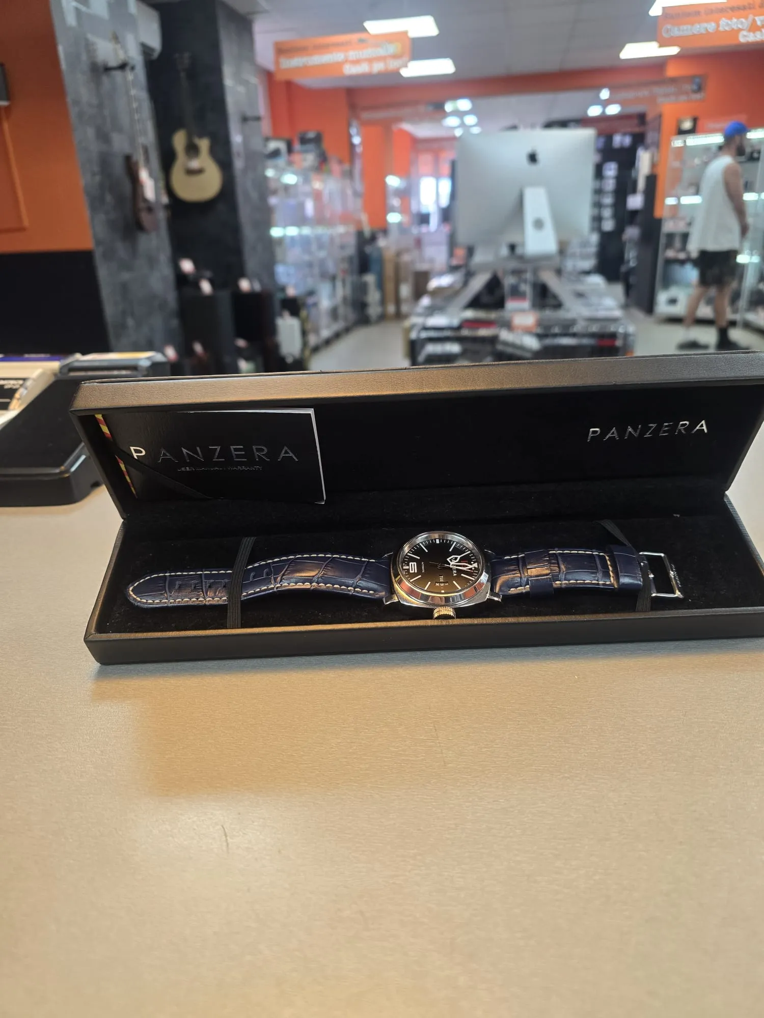 Ceas Barbatesc Panzera Aquamarine 45, 45mm, Curea de piele, Carcasa otel inoxidabil, 20ATM, Analog, Automatic - imagine 4