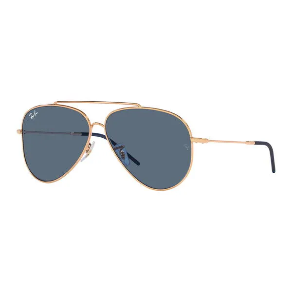 Ochelari de soare unisex Ray-Ban Aviator Reverse RBR0101S 9202/3A, Latime lentile 59mm, Lungime brate 140mm, Punte nazala 11mm, Inaltime lentile 50mm, Rose Gold/Albastru