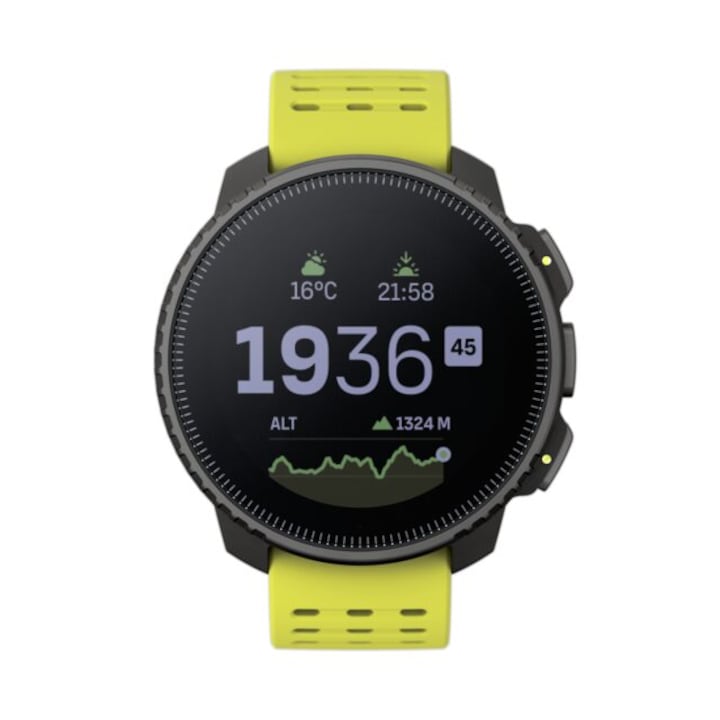 Smartwatch Sport Suunto Vertical OW222 49mm, Safir, autonomie 60 ore, GPS, harti offline, Black Lime