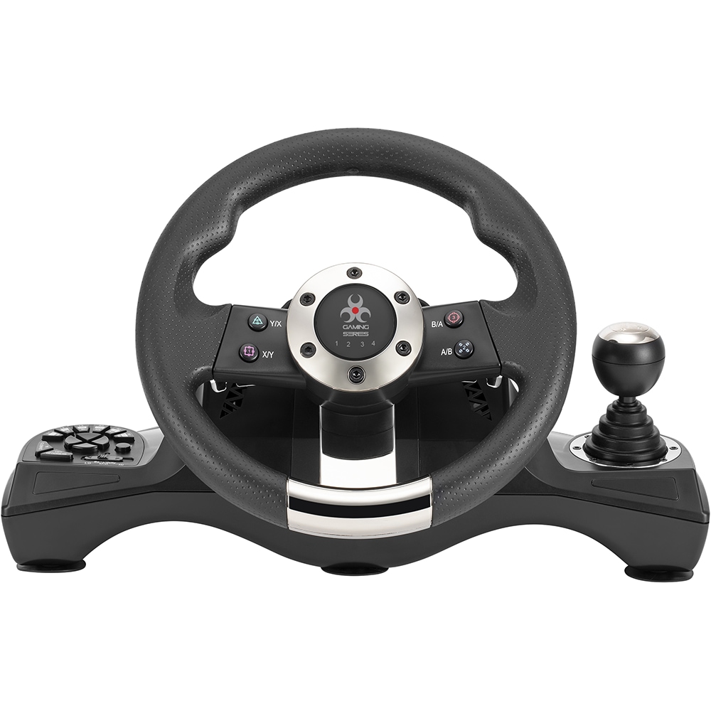 Set volan si pedale gaming MYRIA MG7419, 8 butoane programabile, 3 setari ale nivelului de sensibilitate, Compatibil PC/PS3/PS4/XBOX ONE/S - imagine 2