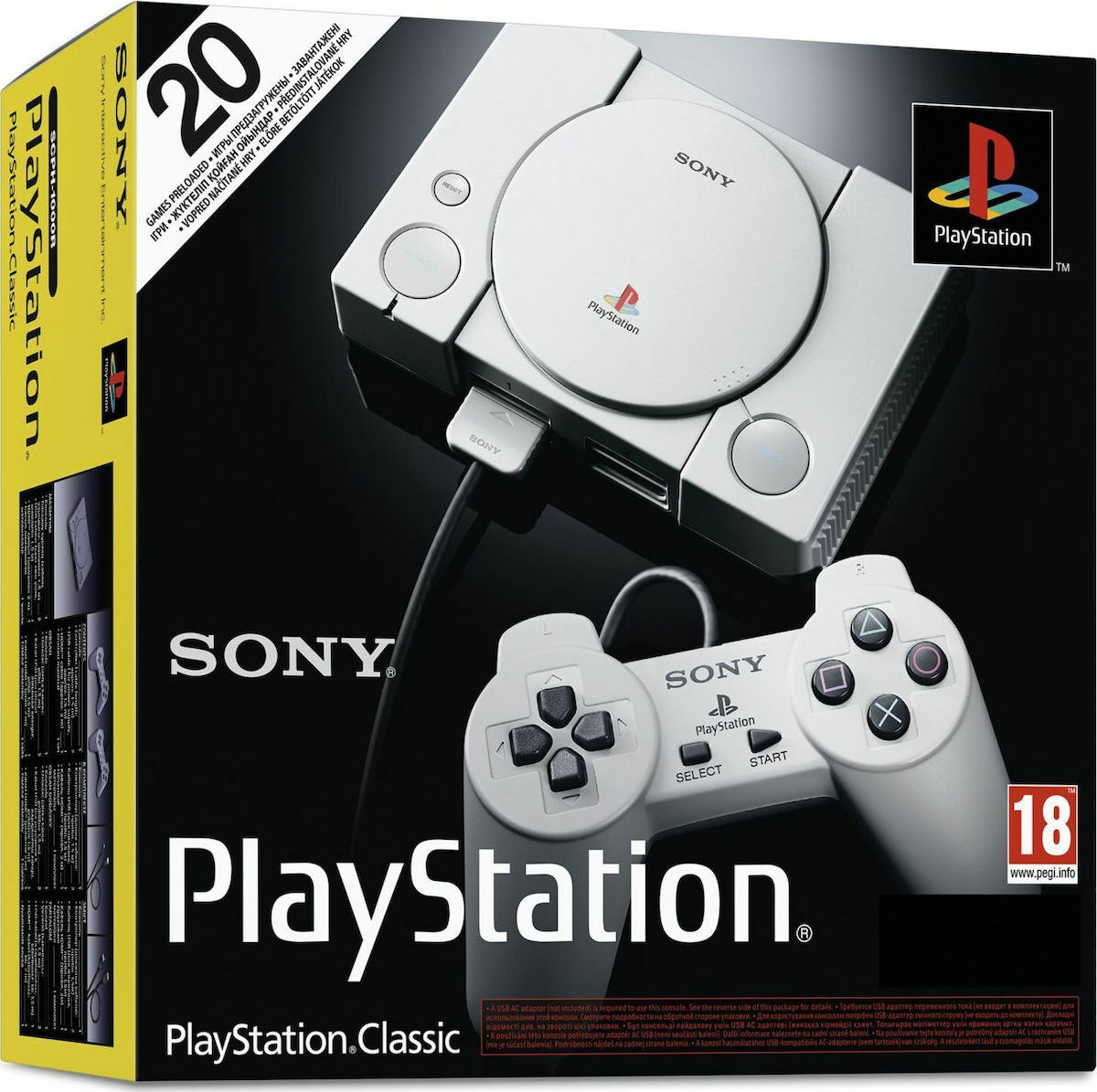 Consola SONY PlayStation Classic, SCPH-1000R, 20 de Jocuri preinstalate, 2 Controllere