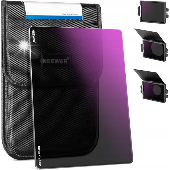 Filtru Neutral Density Patrat NEERWER 4x5.65 Inch ND1.2, NW Series S, Reducere Expunere 4 Stops, Sticla Optica HD, Tratament Nano Impermeabil, Compatibil cu Matte Box, pentru Camere Video Profesionale si Cinematografie (Produs NOU!) - imagine 3