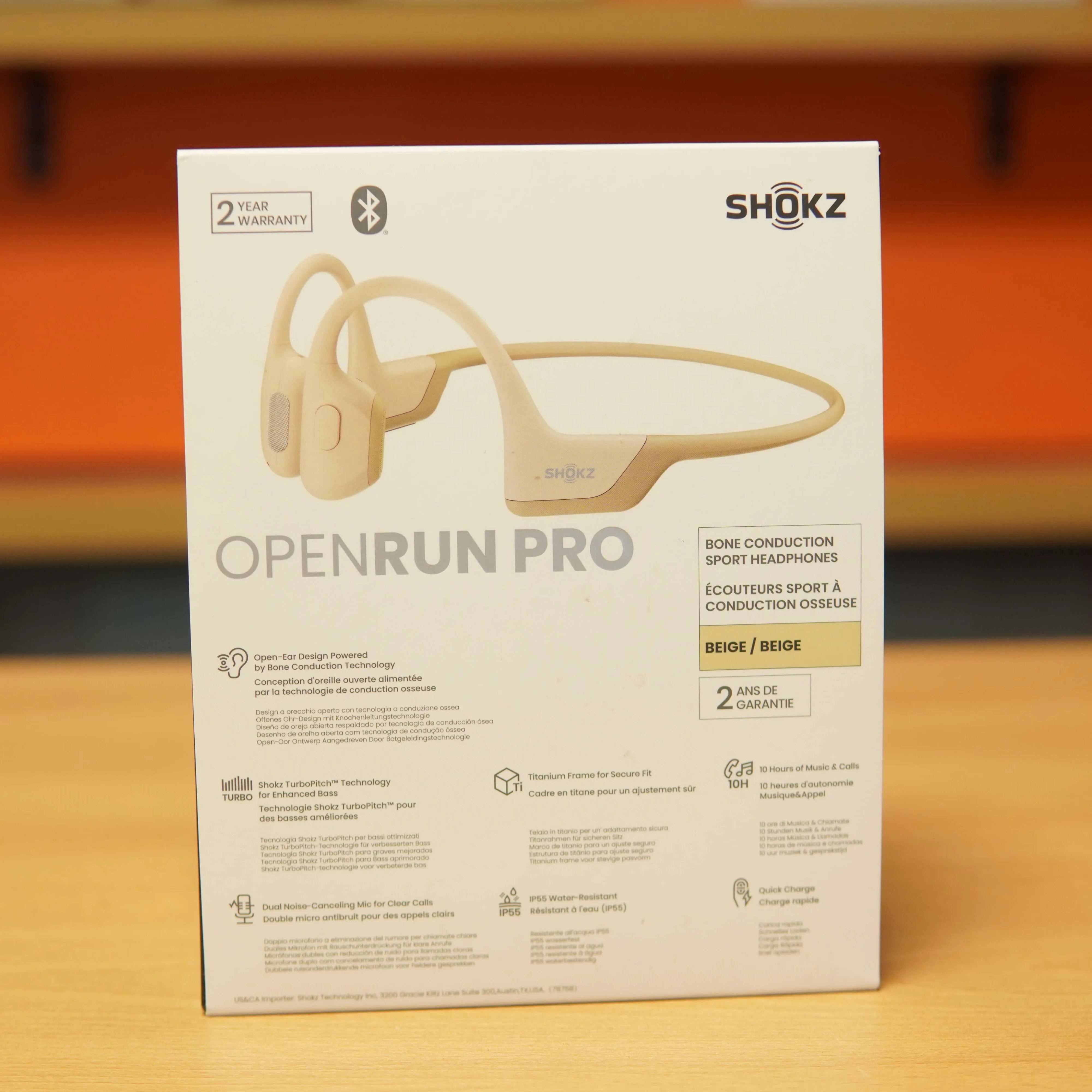Casti Open-Ear SHOKZ OpenRun Pro, Bone Conduction, Sport, Bluetooth, Rezistente la Apa, Control Tactil, Bej - imagine 3