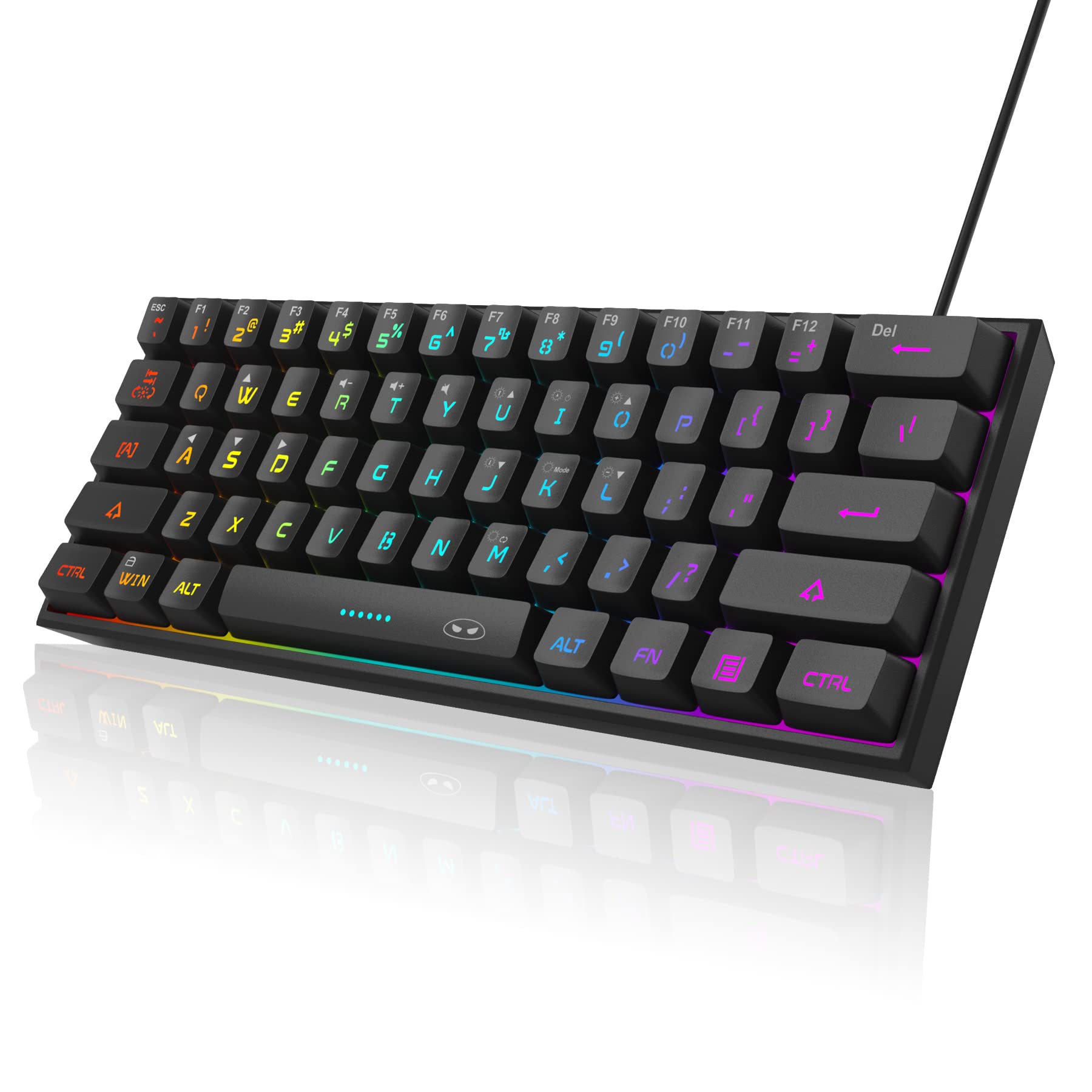 Tastatura Gaming MageGee TS91, 60%, RGB, 61 Taste, USB, Negru
