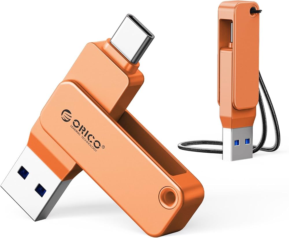 Stick flash dual USB 3.2 ORICO CB05, 64 GB,USB-A, USB-C, 150 MB/s, Orange (Produs NOU!) - Garantie 24 LUNI - imagine 2