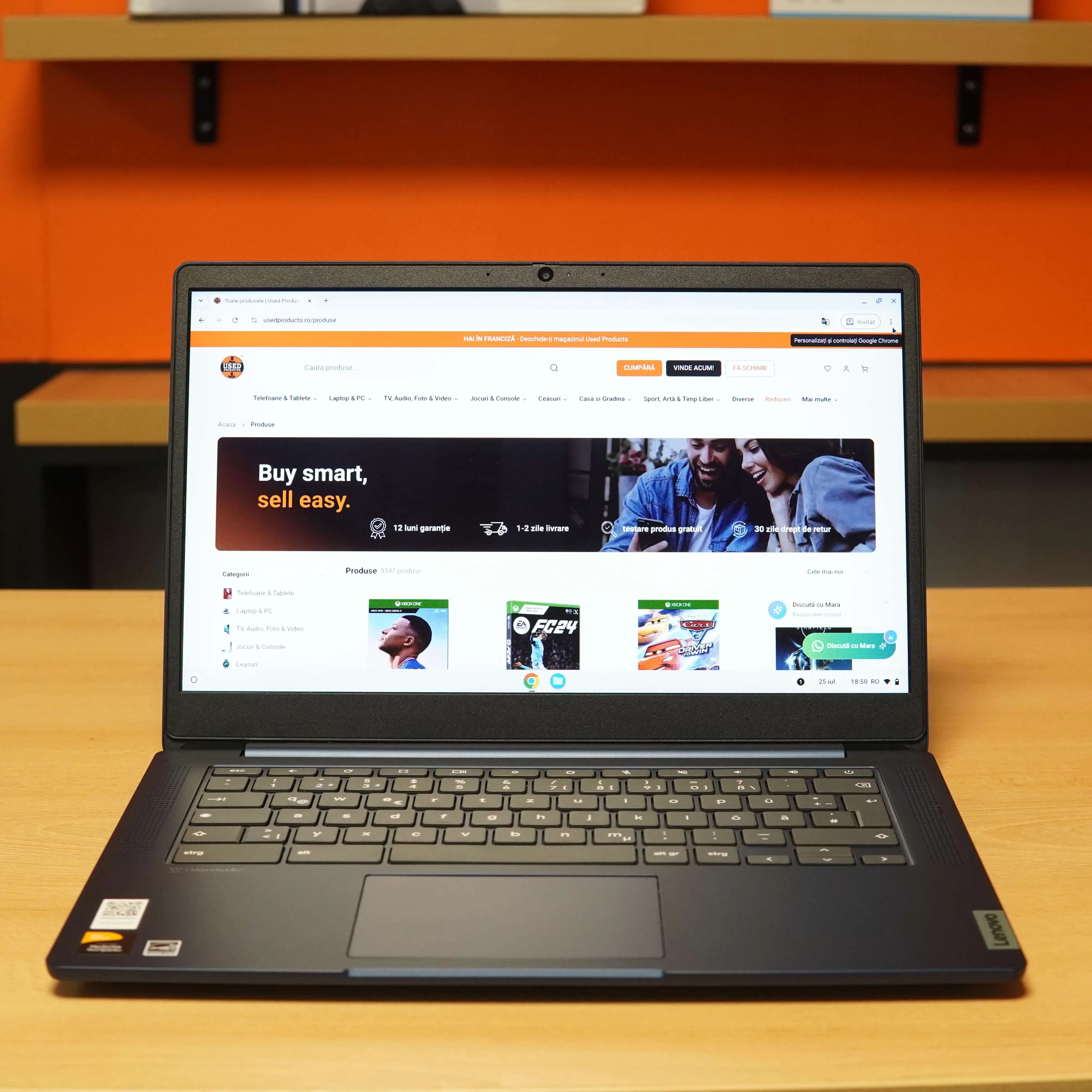 Lenovo Chromebook IdeaPad Slim 3 14M868, 14'', MediaTek Kompanio 520 8-Core, 8 GB, 128 GB SSD, Albastu, Tastatura QWERTZ - imagine 2