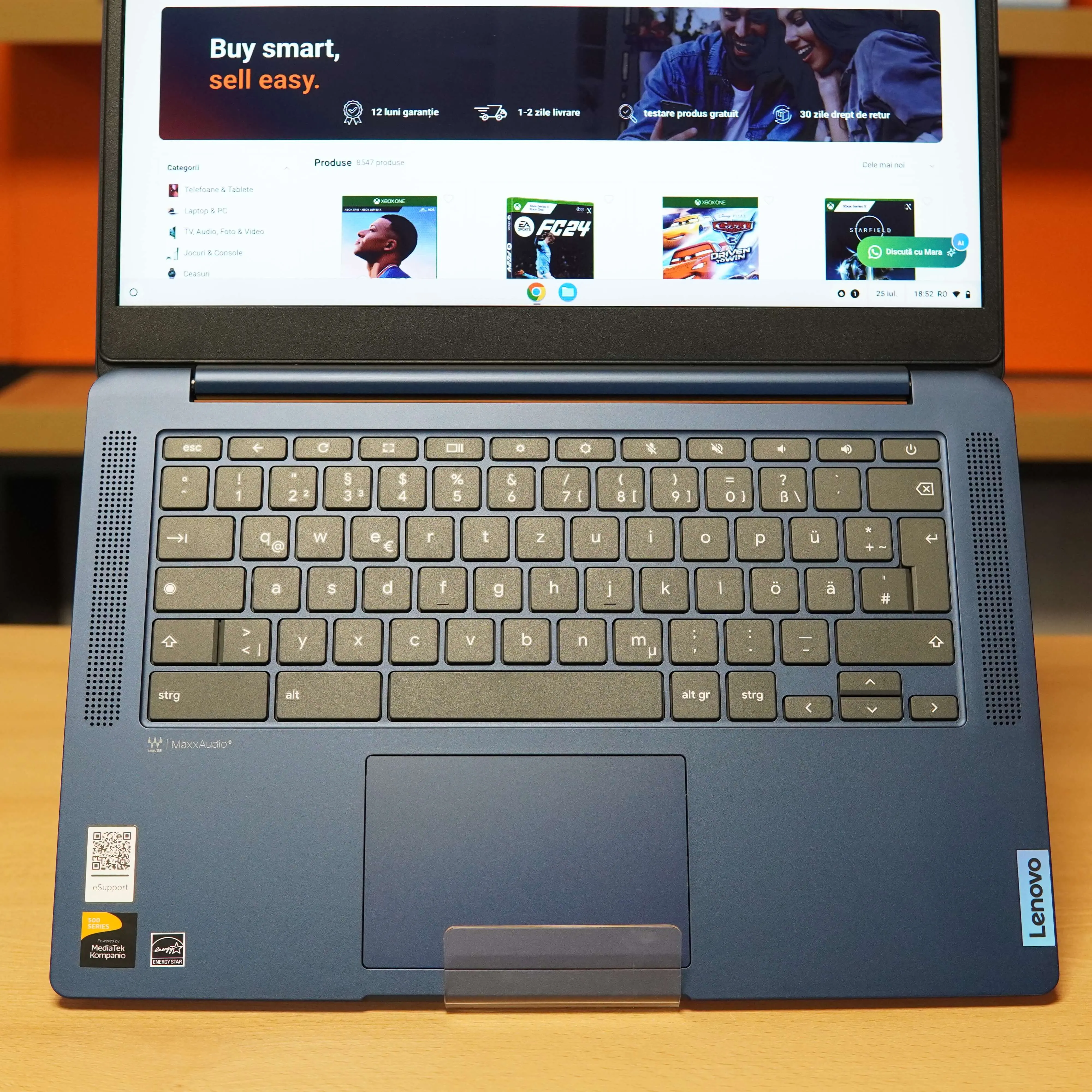 Lenovo Chromebook IdeaPad Slim 3 14M868, 14'', MediaTek Kompanio 520 8-Core, 8 GB, 128 GB SSD, Albastu, Tastatura QWERTZ - imagine 7
