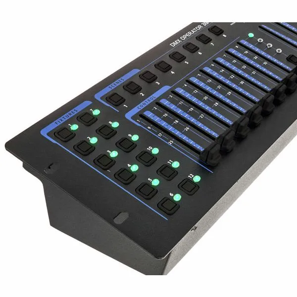 Controller lumini ADJ DMX Operator 384 (Mesa control), 12 Dispozitive cu pana la 32 canale DMX, 240 scene programabile, 8 fadere x 4 banci de canale fiecare, Joystick - imagine 2