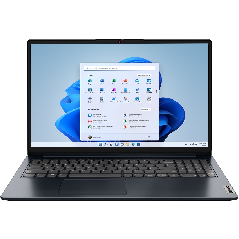 Laptop Lenovo IdeaPad 1 15IGL7, Display 15.6 Inch, LED, HD, Intel Celeron N4120 pana la 2.6 GHz, 4 Gb RAM DDR4, SSD 120 Gb, Intel UHD Graphics 600, Albastru