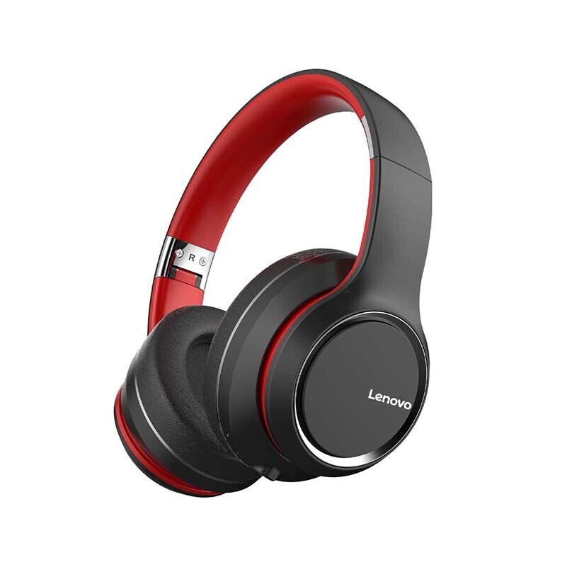 Casti audio Over-Ear Lenovo HD200, Wireless, Bluetooth 5.0, Autonomie 20 ore, Bass hifi, Pliabile, Negru/Rosu