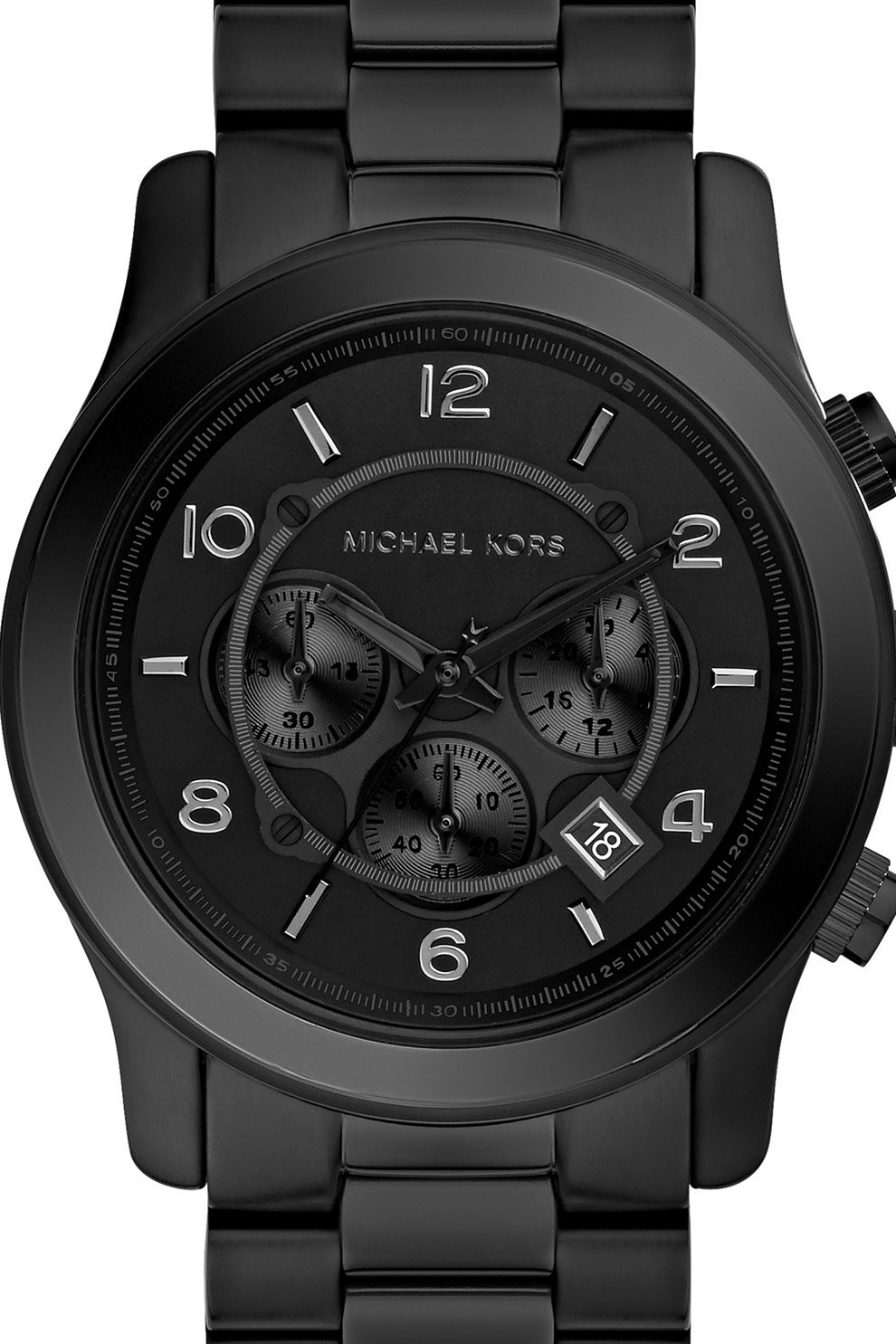 Ceas barbatesc Michael Kors Runway MK8157, 44mm, 10 ATM, Carcasa Si Bratara Otel Inoxidabil, Quartz, Analog, Negreu