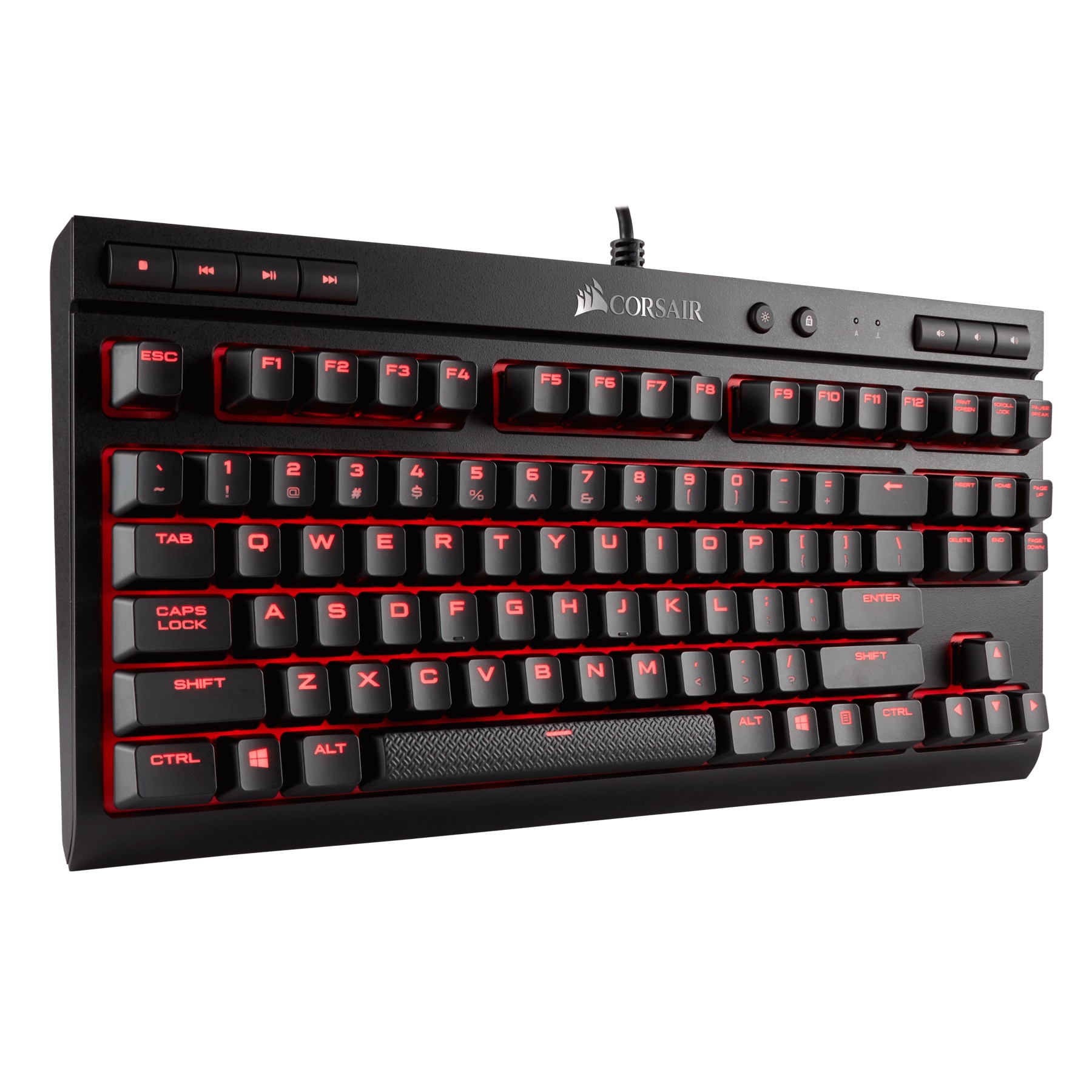 Tastatura gaming cu Fir Corsair K63, Iluminare Rosu, Switch MX Red, 87 de taste, Negru