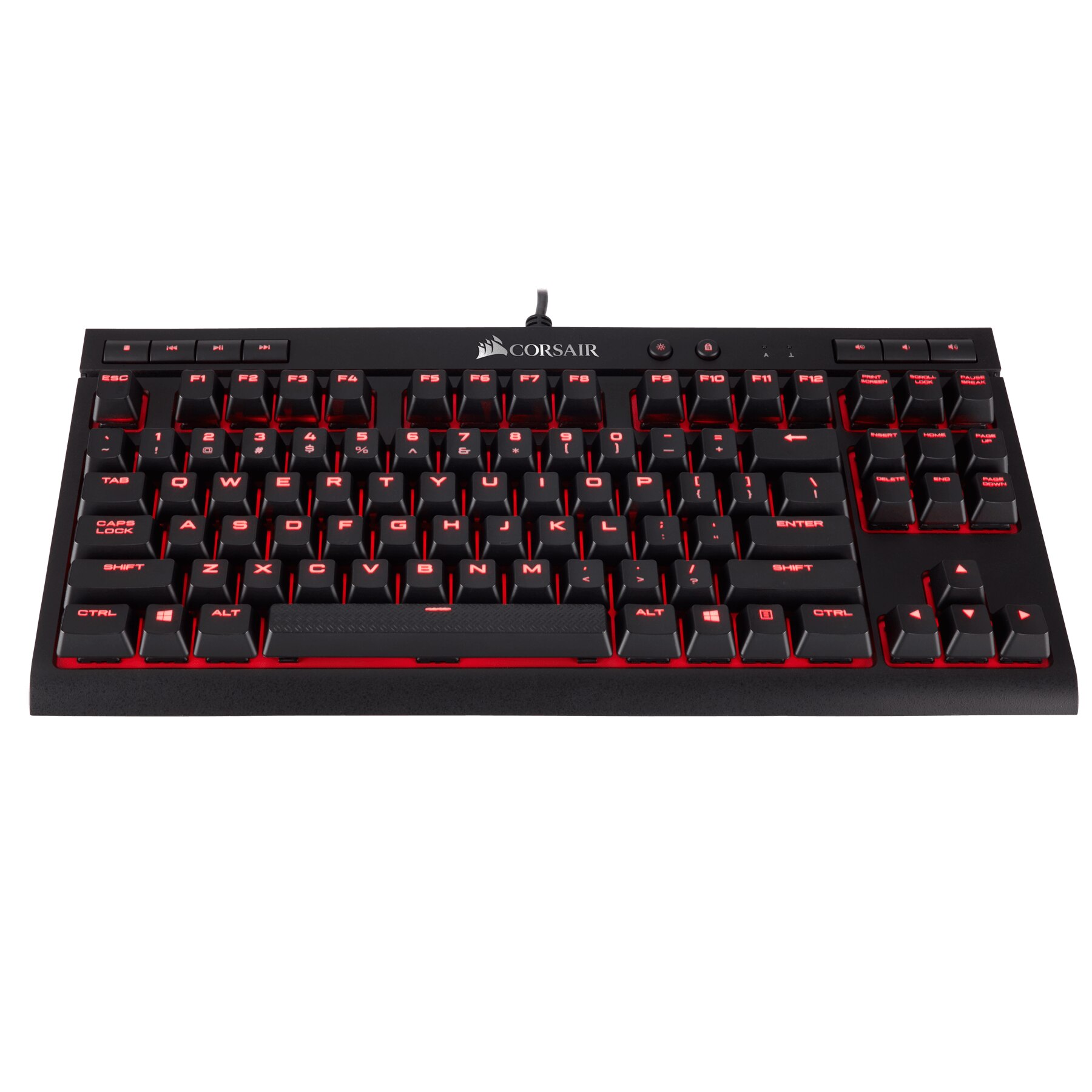 Tastatura gaming cu Fir Corsair K63, Iluminare Rosu, Switch MX Red, 87 de taste, Negru - imagine 2