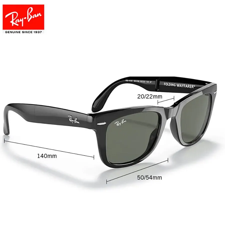 Ochelari de Soare Ray-Ban Wayfarer Folding Classic RB4105 601, Latime Lentila 50mm, Inaltime Lentila 41mm, Punte Nazala 22mm, Lungime Brate 140mm, Polished Black / Green - imagine 2