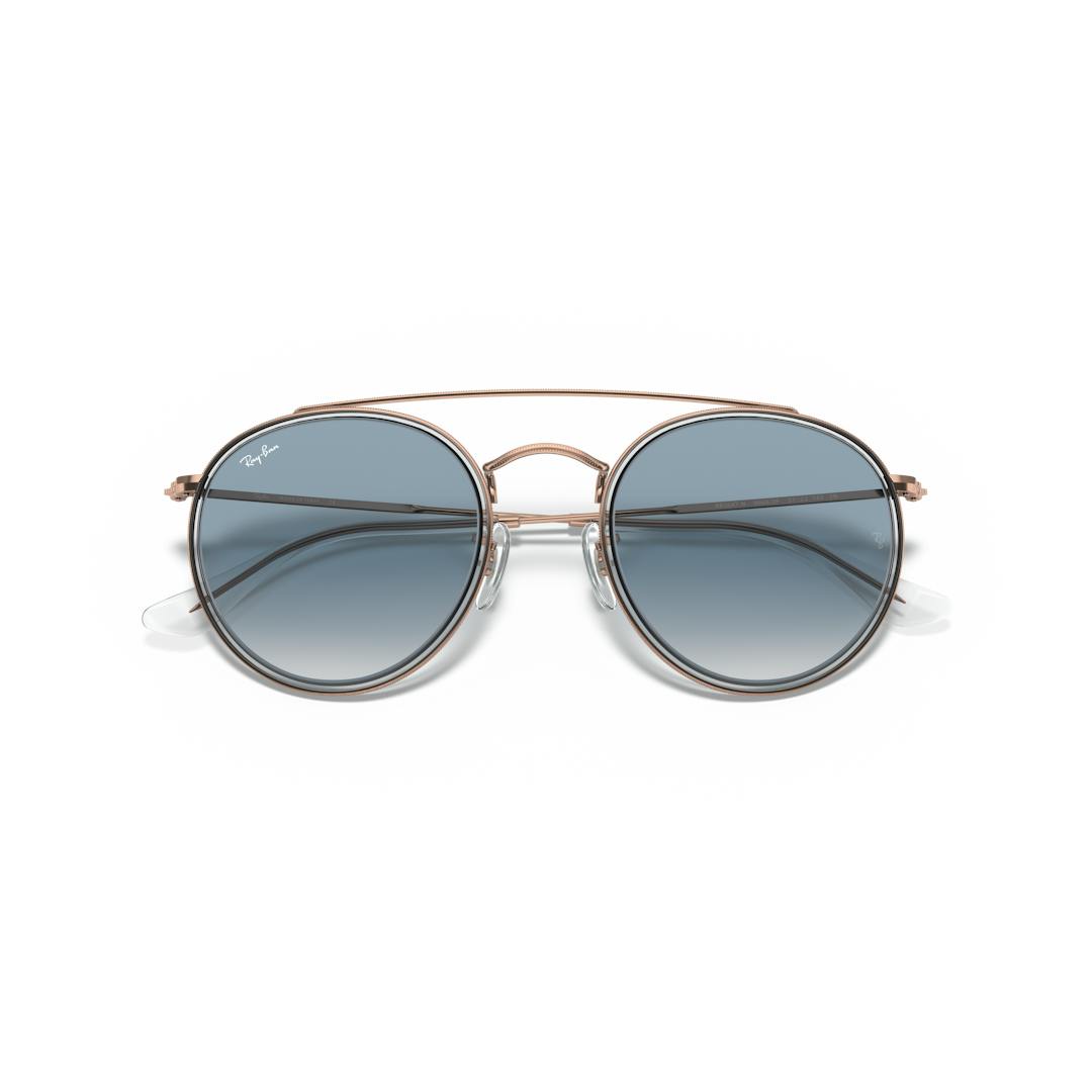 Ochelari de Soare Unisex Ray-Ban Round Double Bridge RB3647N 90683F, Latime Lentila 51mm, Inaltime Lentila 47mm, Punte Nazala 22mm, Lungime Brat 145mm, Auriu/Albastru