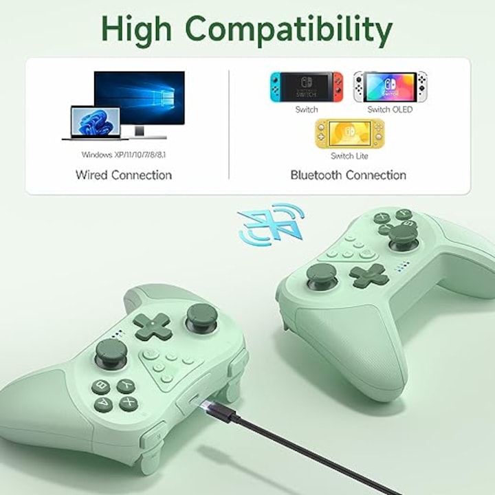Controller Wireless EasySMX T37 verde compatibil Switch,PC - imagine 2