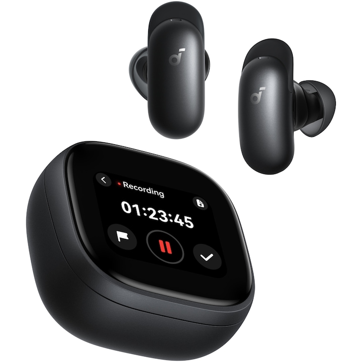 Casti audio In Ear Anker Soundcore Liberty 5 Pro Max, TWS, ANC 4.0, Inregistrare AI, Ecran AMOLED, Black (Produs NOU!) - Garantie 24 LUNI