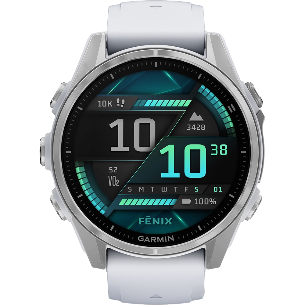 Smartwatch GARMIN Fenix 8 43mm, AMOLED, Glass, Otel inoxidabil, GPS, Android/iOS, Whitestone (Produs NOU!) - Garantie 24 LUNI