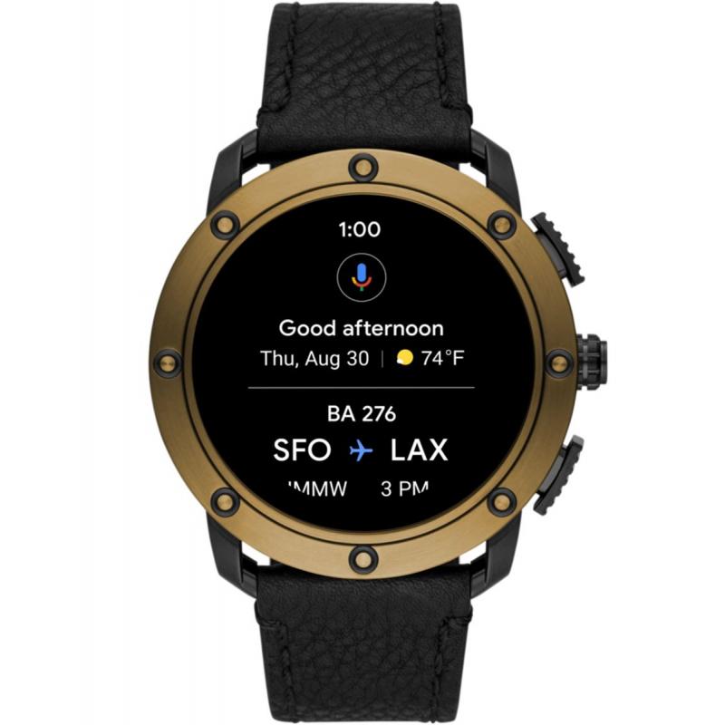 Smartwatch Diesel On Axial DW1001, Ecran AMOLED 48mm, Wear OS, Bratara Piele, Negru