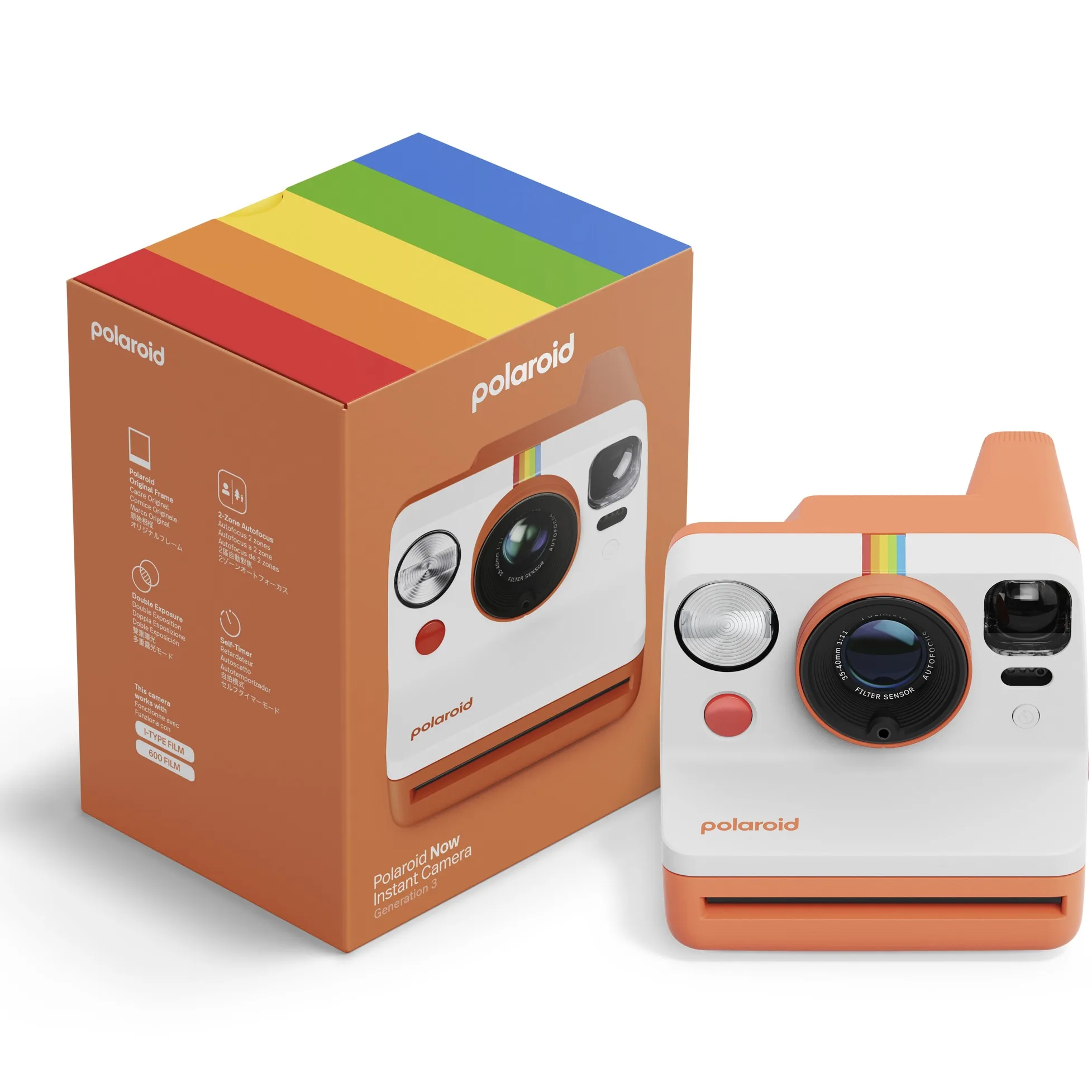 Aparat Foto Instant Polaroid Now Generation 3, 2 Zone Autofocus, Self timmer, Coral