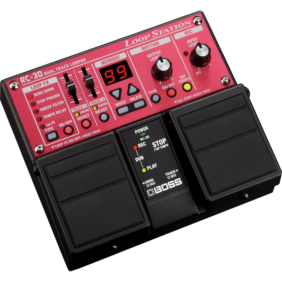 Pedala de Chitara Boss Loopstation RC-30, Dual Tracker Looper, 99 Sloturi Memorie, Efecte Integrate, Port USB 2.0, Rosu