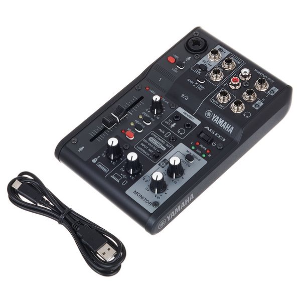 Mixer audio Yamaha AG03 MK2, 3 canale, USB-C, USB pentru Mac/PC, Intrari 3 x Jack 6.3 mm, Iesire Jack 6.3 mm, Loopback, Negru - imagine 2