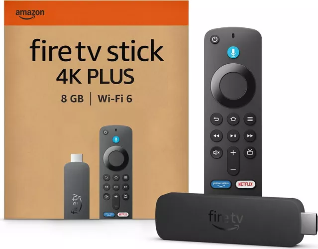 Stick Media Player Amazon Fire TV 4K Plus, 8 Gb, 2 Gb RAM, Wi-Fi 6, Telecomanda integrata cu control Amazon Alexa, Micro USB, HDMI, Netflix, Prime Video, Disney+ si altele, Black