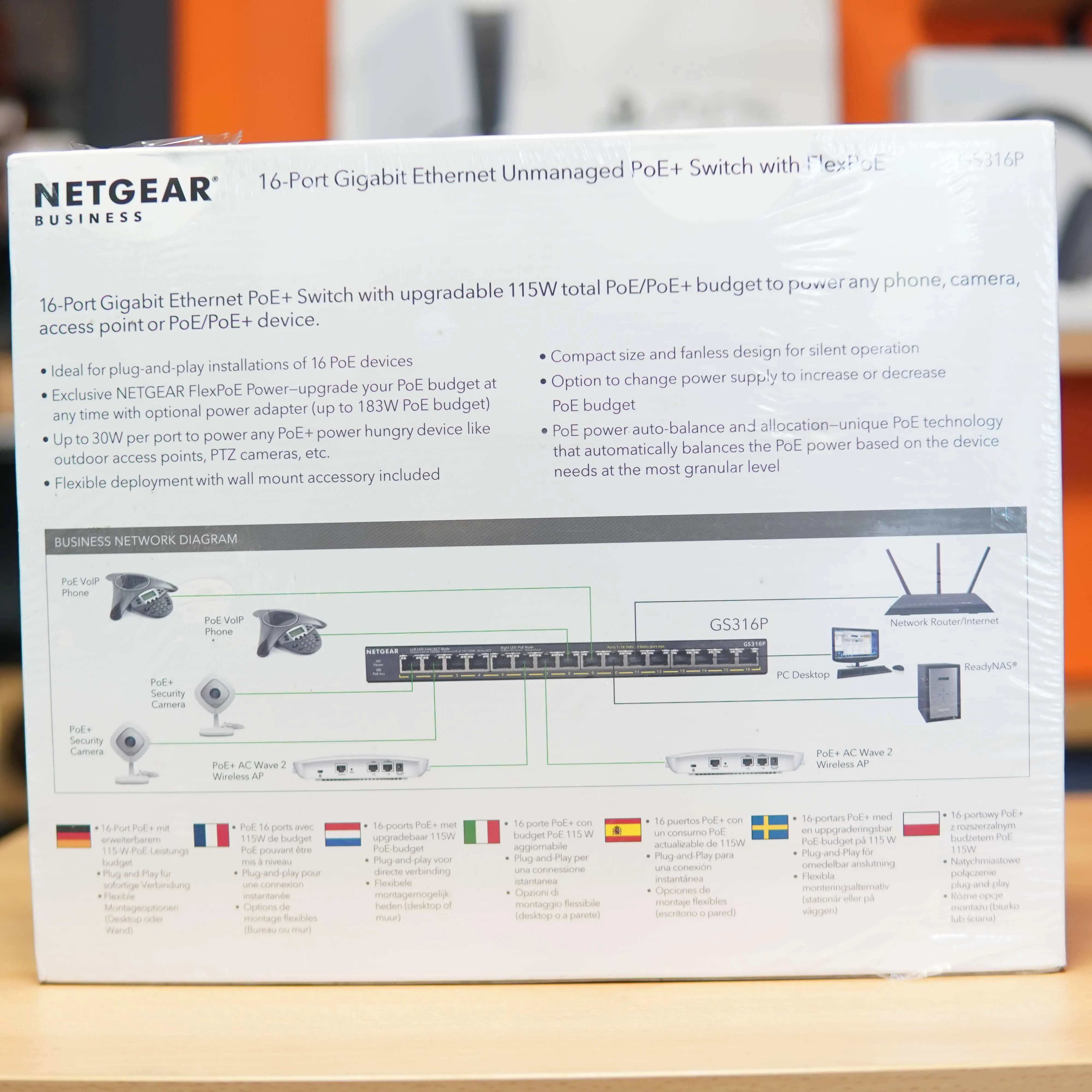 NETGEAR GS316P Fara management Gigabit Ethernet (10/100/1000) Power over Ethernet (PoE) - imagine 3