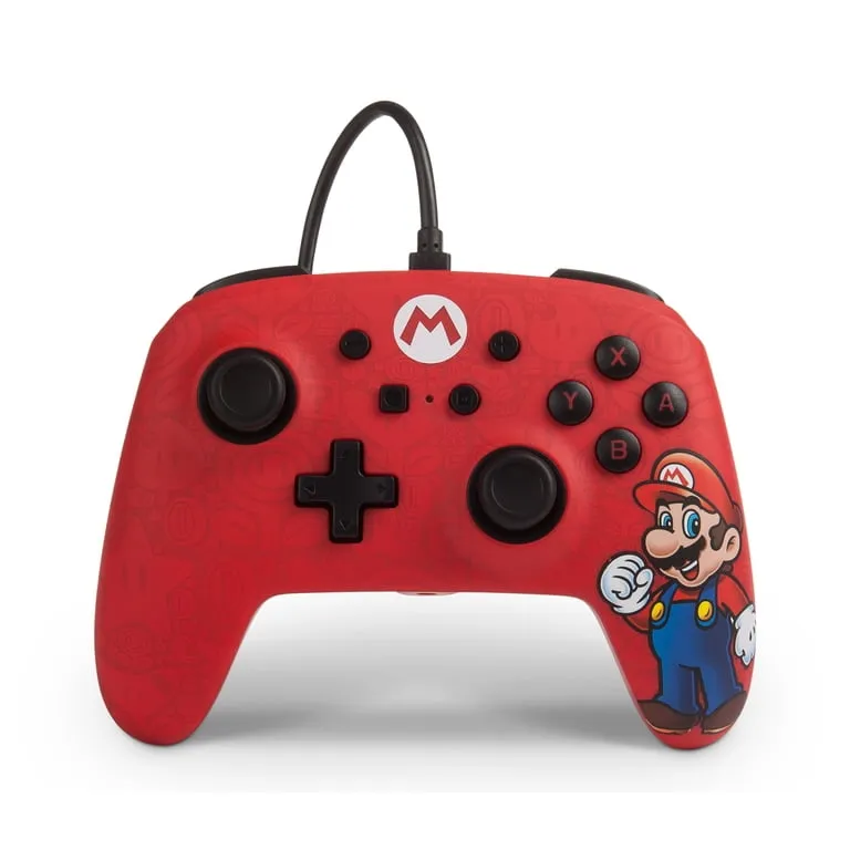 Controller cu fir PowerA EnWired, pentru Nintendo Switch, Super Mario Bowser, Negru/Rosu