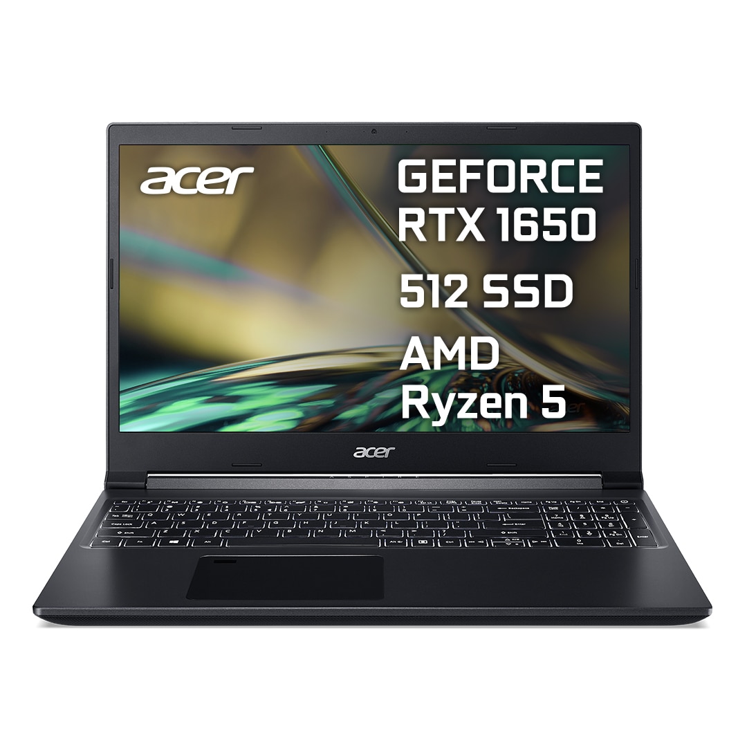 Laptop Gaming Acer Aspire 7 N19C5, Display 15.6 inch, FullHD, IPS, AMD Ryzen 5 Mobile 5500U pana la 3.7 GHz, 8 Gb RAM DDR4, SSD 512 Gb, nVidia GeForce GTX 1650 4 Gb, Black
