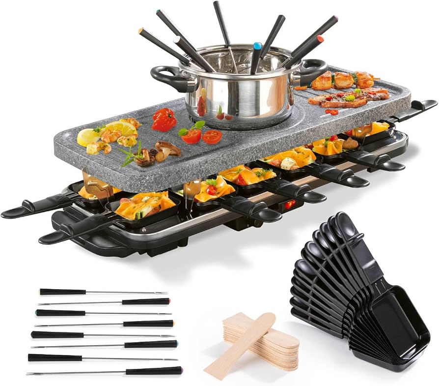 Set Grill/Fondue GOURMETmaxx 2-in-1 XXL Raclette with Fondue, 12 pers,1600W