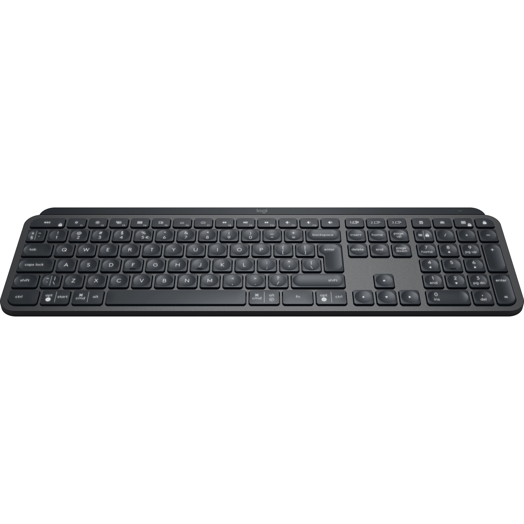 Tastatura wireless Logitech MX Keys S, Iluminare, 2.4GHz, Bluetooth, USB-C, US INTL layout, Graphite