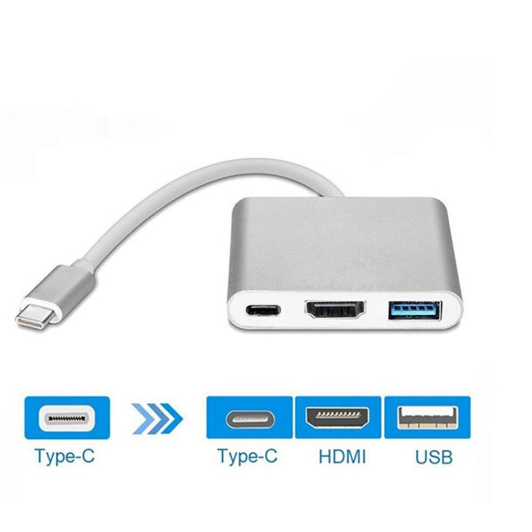 Adaptor multiport 3 in 1 pentru MacBook de la USB Type-C la USB-C, HDMI si USB 3.0 - imagine 2