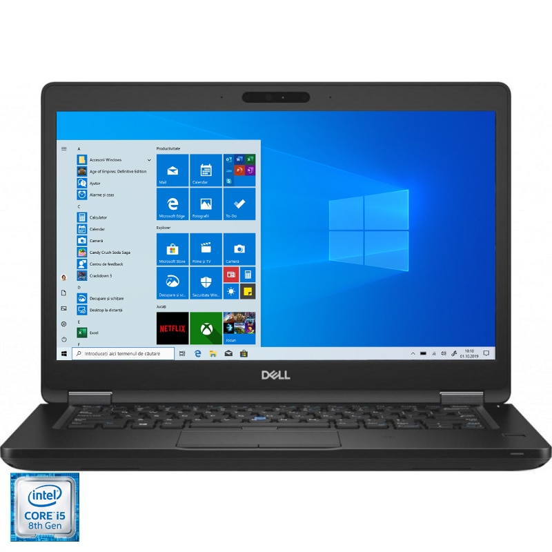 Laptop Dell Latitude 5490,14 inch FHD, Intel Core i5 8350, 8 Gb DDR4, SSD 256 Gb, Intel HD Graphics 620, Camera Web HD 720p, Black