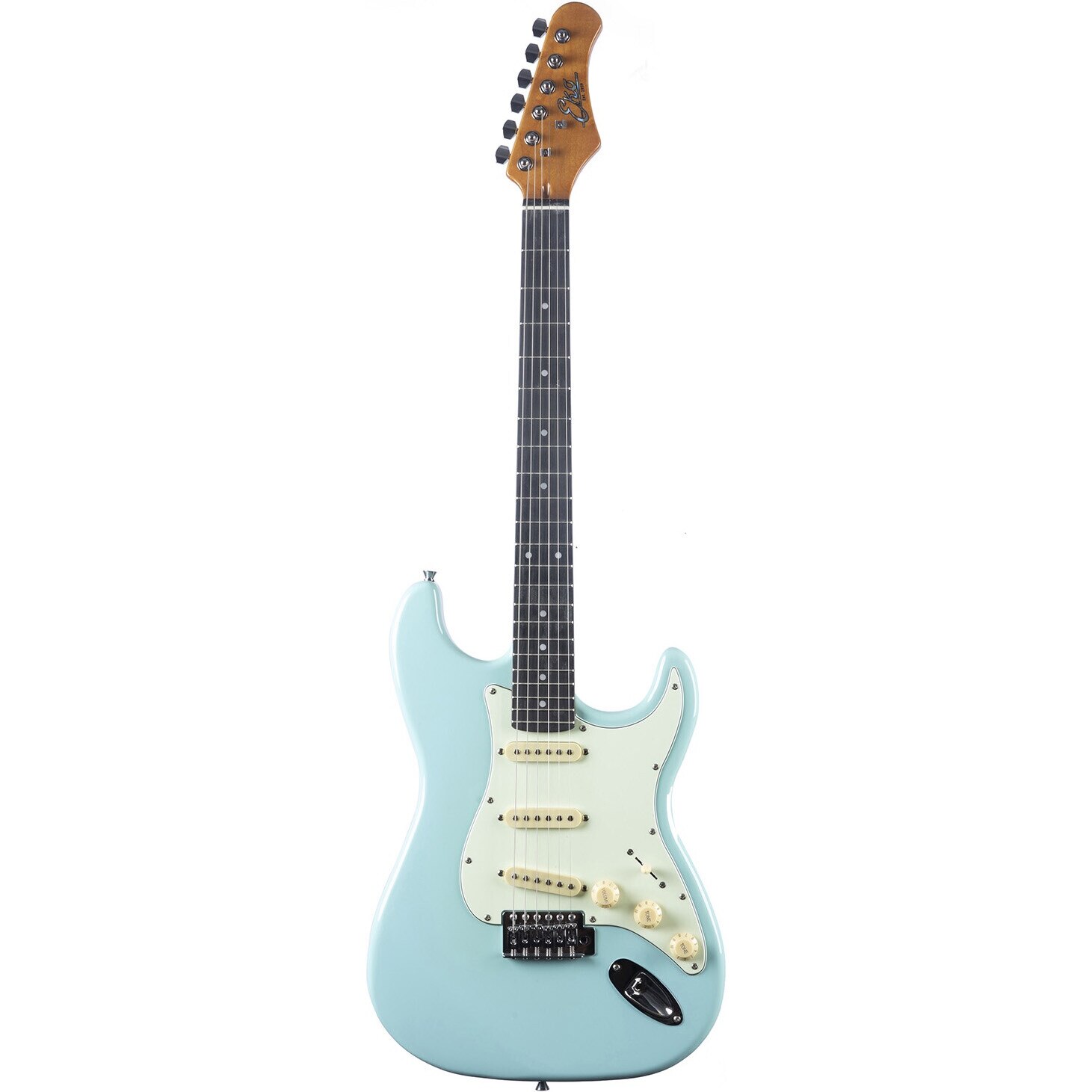 Chitara electrica Eko ST-300, Punte Tremolo, 3 adaptoare simple, Daphne Blue - imagine 2