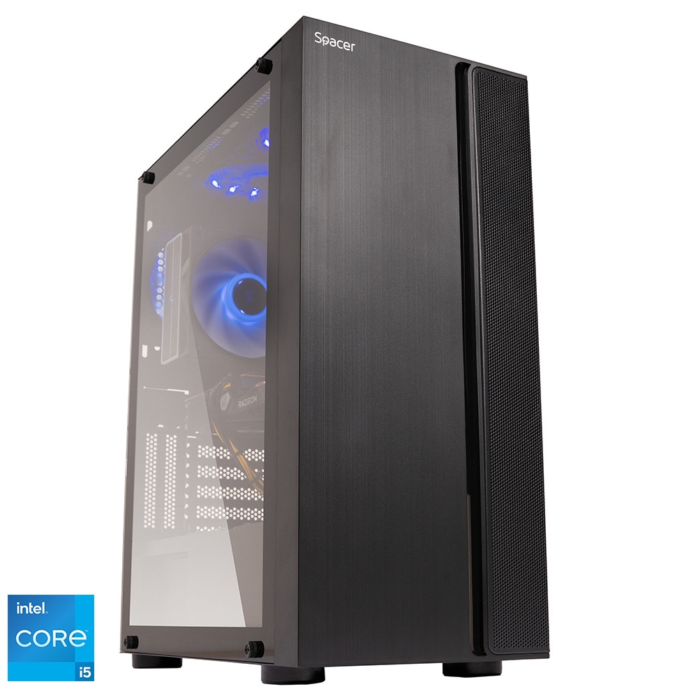Sistem PC Gaming Spacer Ice-Hero, Procesor Intel Core i7-12700KF pana la 5.0 GHz, 16 Gb RAM DDR4, SSD 1 Tb, HDD 2 Tb, GeForce RTX 4060 8 Gb, 3 x DisplayPort, HDMI, 4 x USB 3.0, Negru