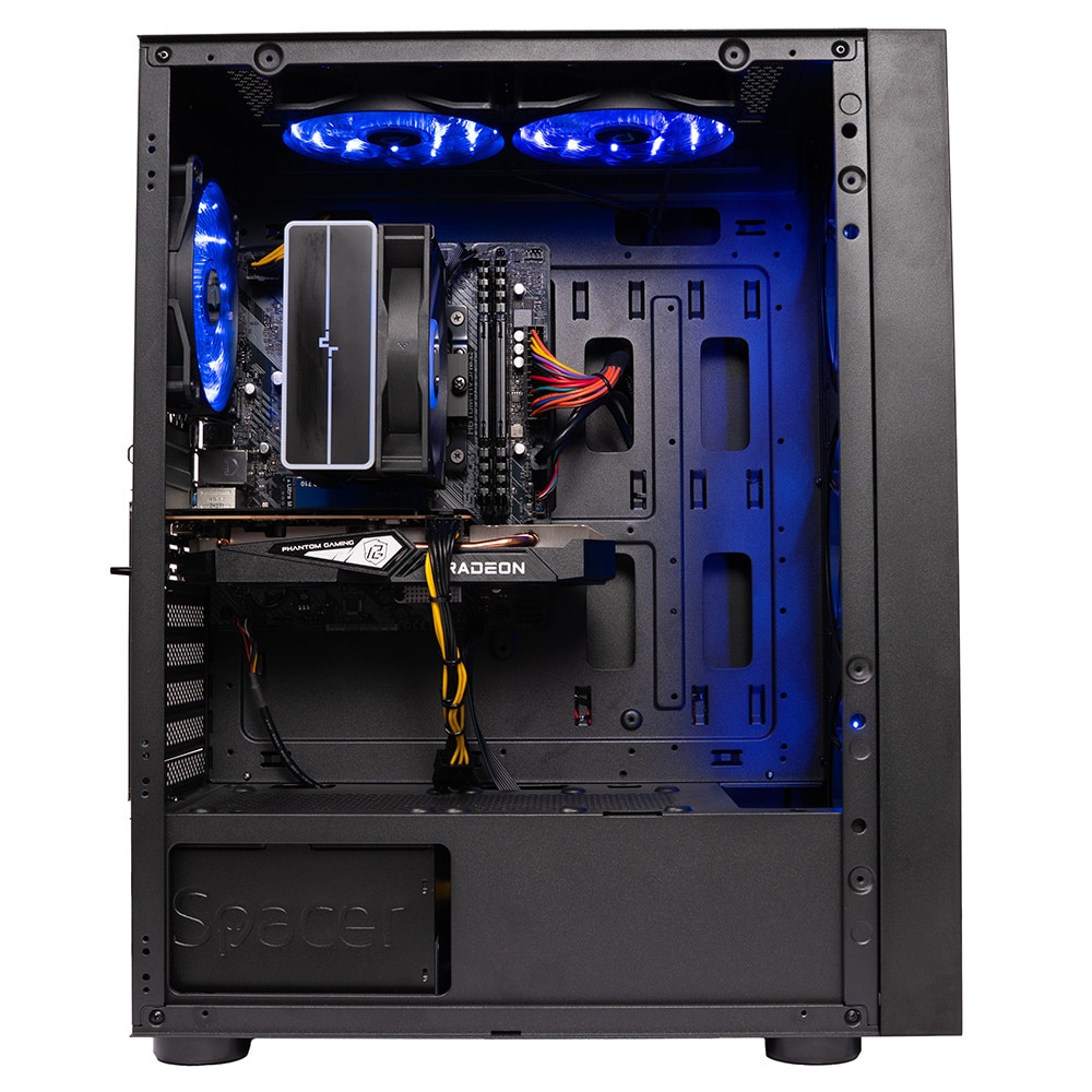 Sistem PC Gaming Spacer Ice-Hero, Procesor Intel Core i7-12700KF pana la 5.0 GHz, 16 Gb RAM DDR4, SSD 1 Tb, HDD 2 Tb, GeForce RTX 4060 8 Gb, 3 x DisplayPort, HDMI, 4 x USB 3.0, Negru - imagine 2
