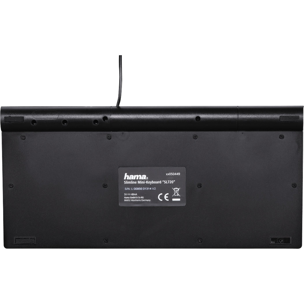 Tastatura Office Compacta Hama Slimline SL720, 88 Taste, Layout Romanesc, USB-A, Black - imagine 2
