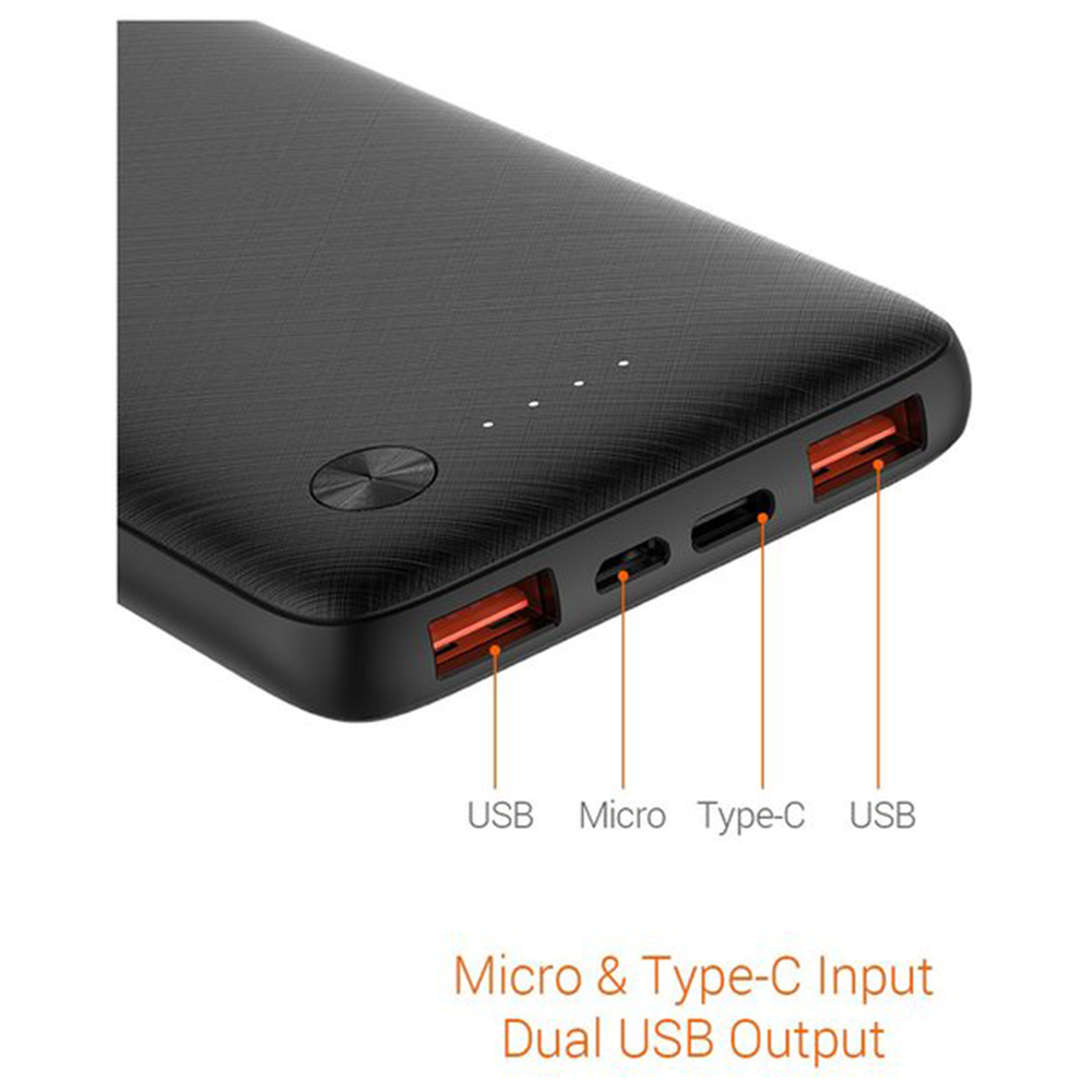 Baterie Externa Riversong Horizon 10 PB30, 10000 mAh, 2 x USB-A, Intrare USB-C / Micro USB, Incarcare 2.4 A, Black - imagine 2