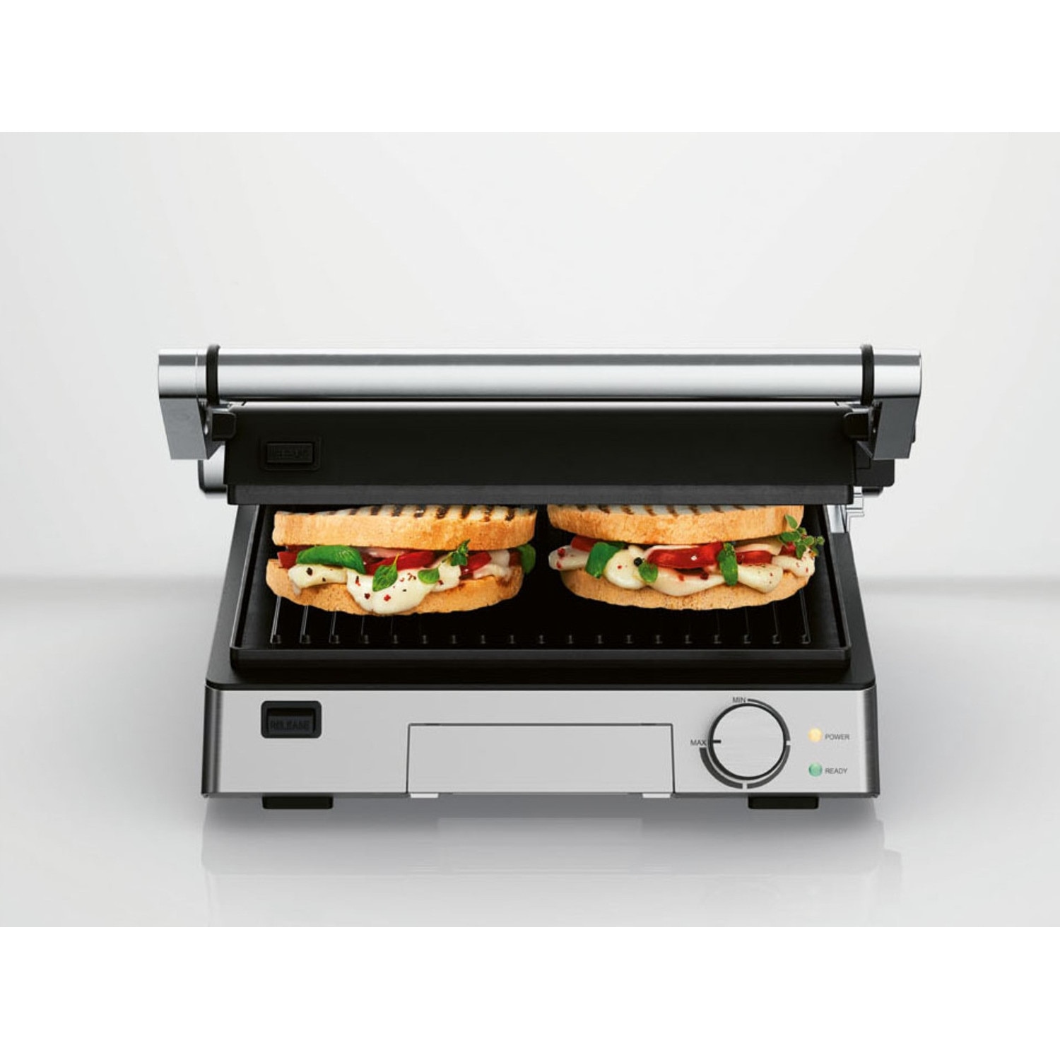 Grill Electric SilverCrest Kitchen Tools SKGE 2000 C3, IAN 498242, 2000 W, 3-in-1, Placi Detasabile Antiaderente, Termostat Reglabil, Inox / Black