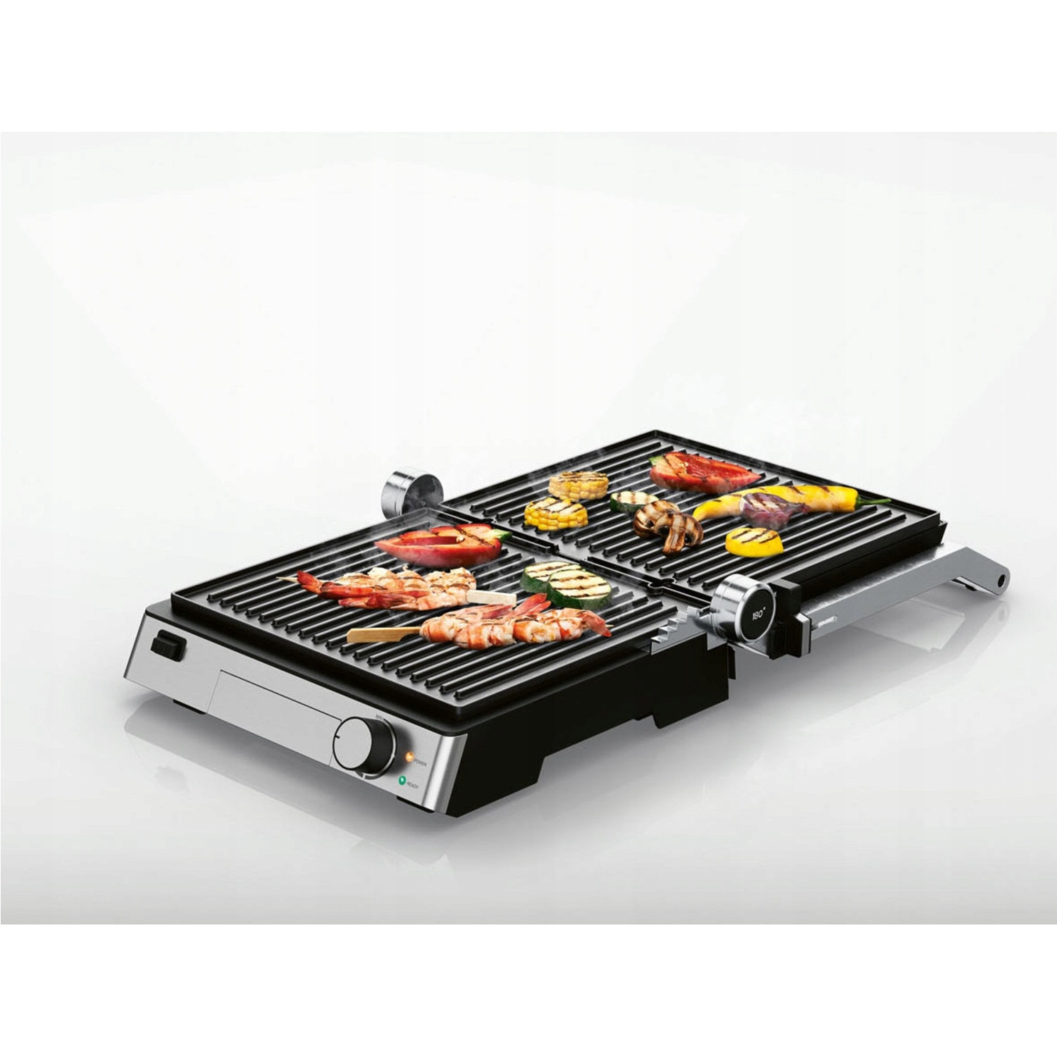 Grill Electric SilverCrest Kitchen Tools SKGE 2000 C3, IAN 498242, 2000 W, 3-in-1, Placi Detasabile Antiaderente, Termostat Reglabil, Inox / Black - imagine 3