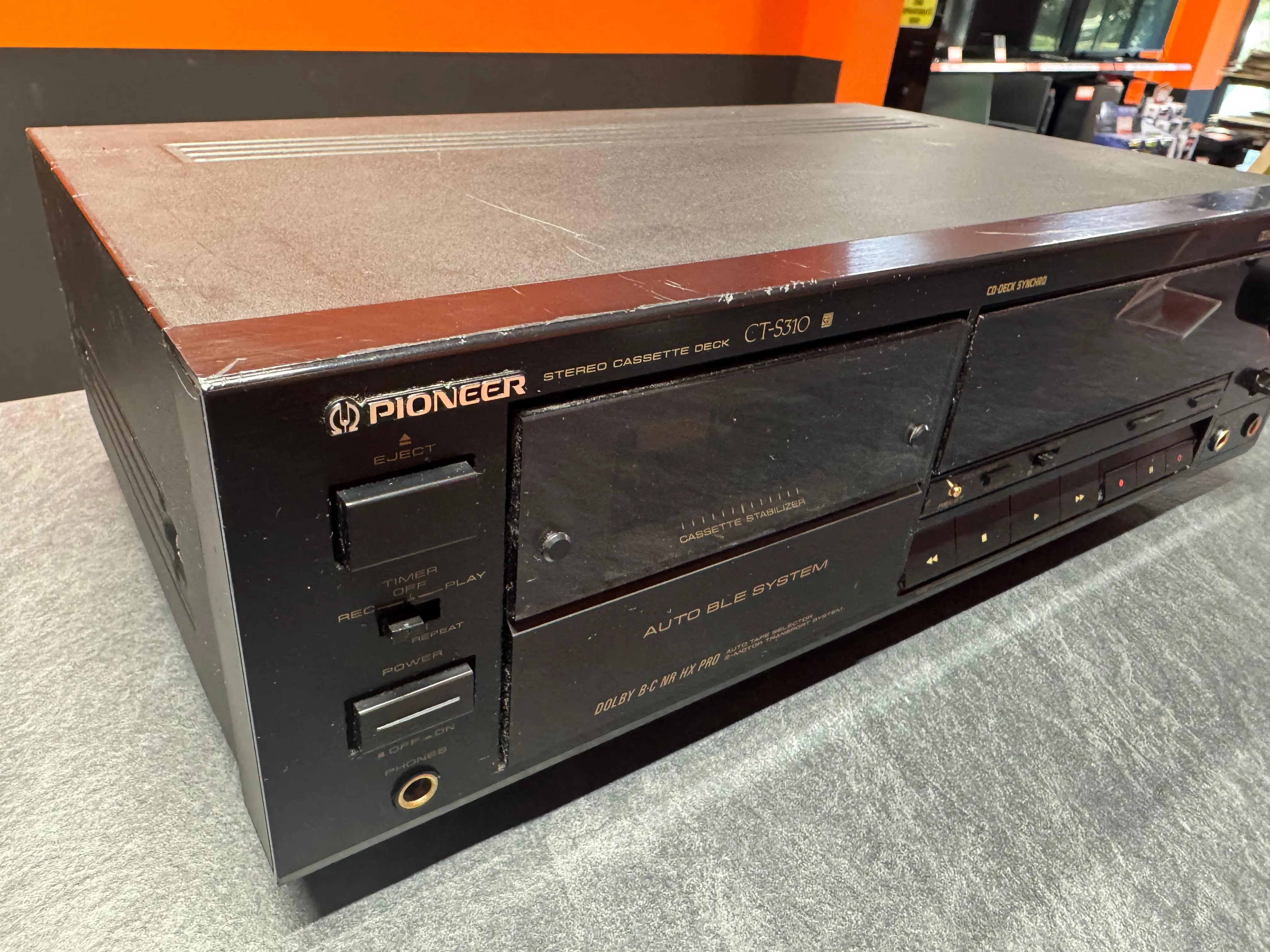 Pioneer CT-S310 Cassette Deck, 2 Capete, Dolby B/C, HX Pro, Metal Tape, 25Hz-18kHz, Negru - imagine 3