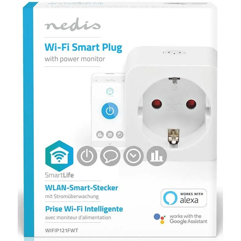 Priza inteligenta Nedis WIFIP131FWT, Wi-Fi, 3680W, 16A, Tip F, Alb - imagine 2